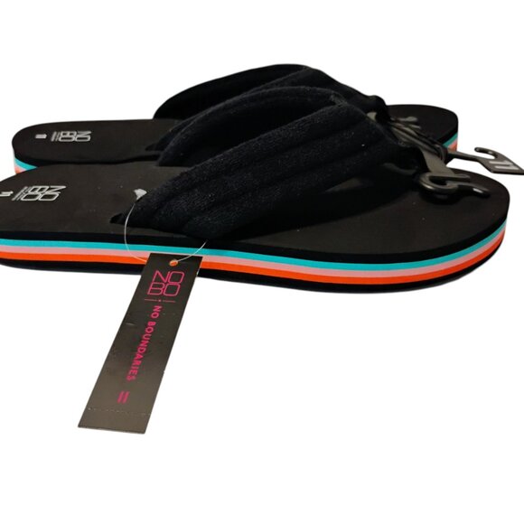 Sandals Platform Thong Toe Terry Cloth Foam Stripe Flip Flop Comfy Coral Teal 11 - Picture 1 of 8